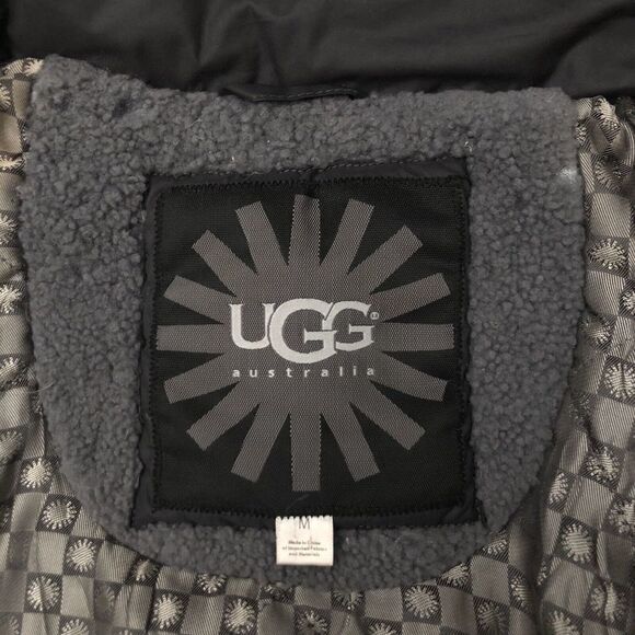 UGG Lambskin 80/20 Duck Down Belted Hooded Mid Length Puffer Coat Woman Size M - Picture 10 of 16